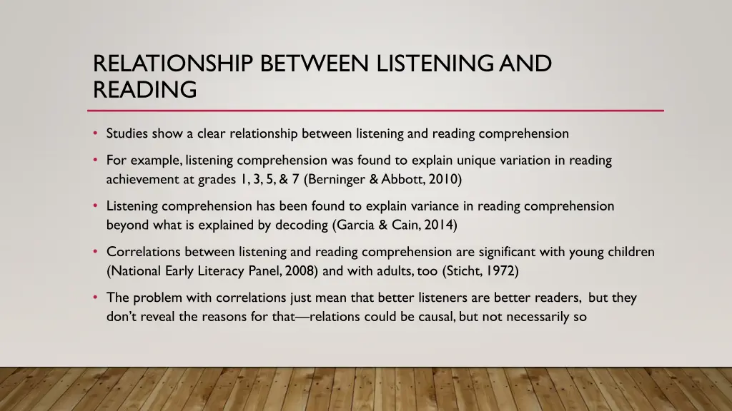 relationship between listening and reading