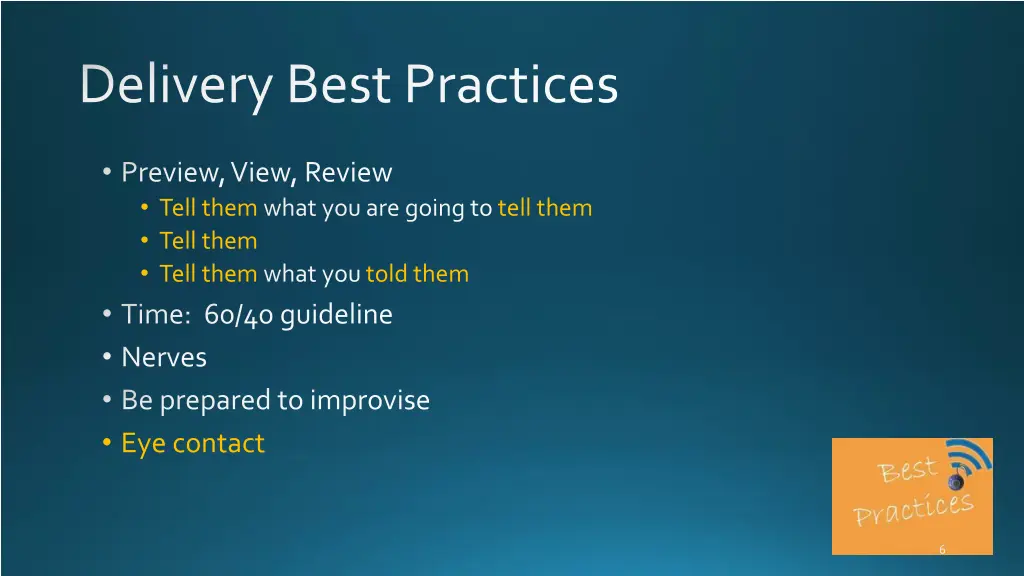 delivery best practices