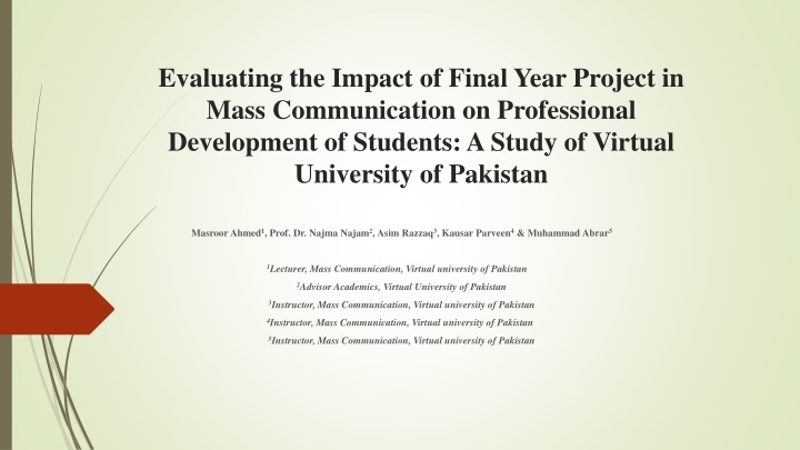 evaluating the impact of final year project