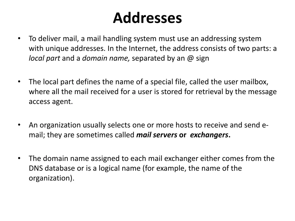 addresses