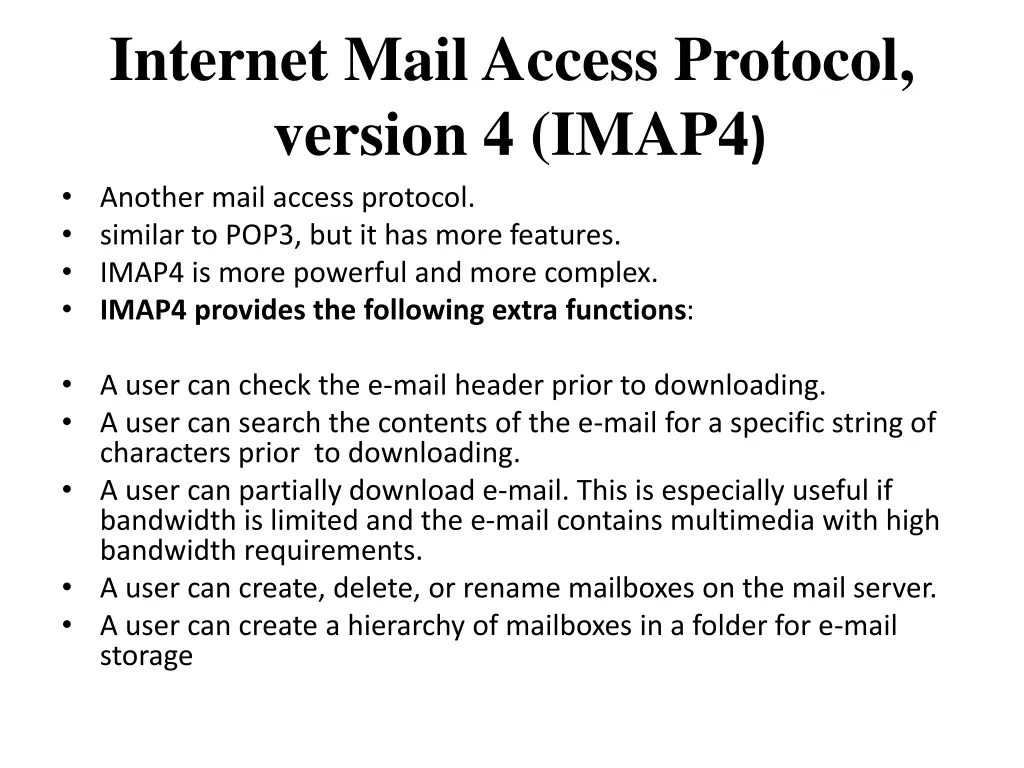 internet mail access protocol version 4 imap4