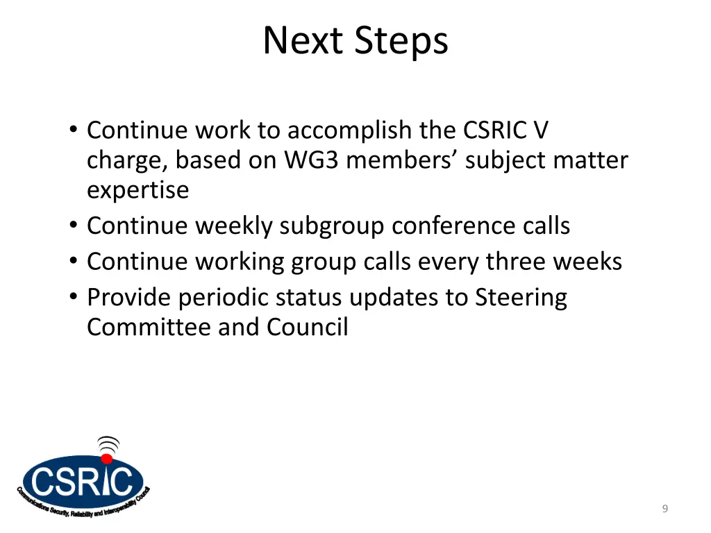 next steps
