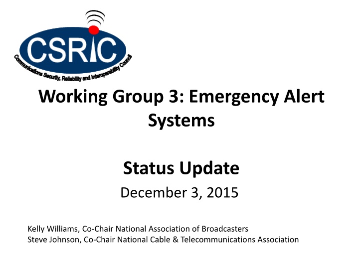 working group 3 emergency alert systems