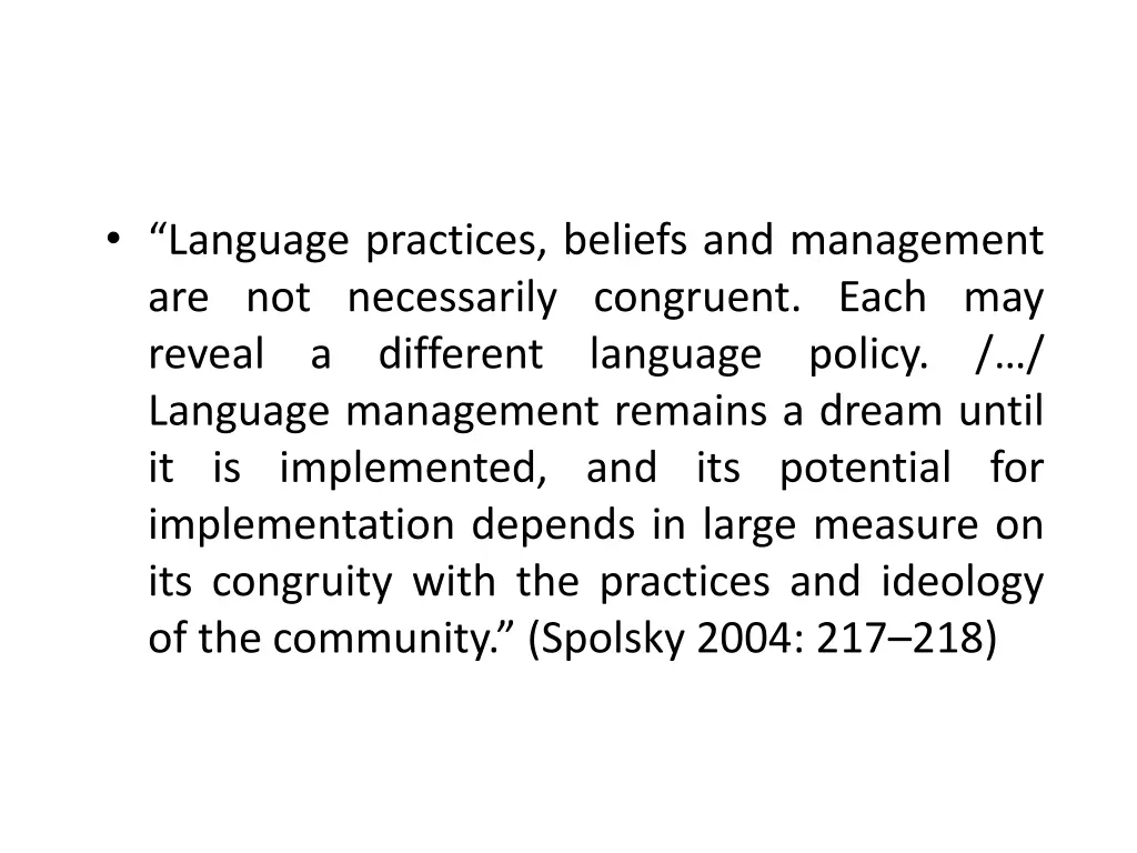 language practices beliefs and management