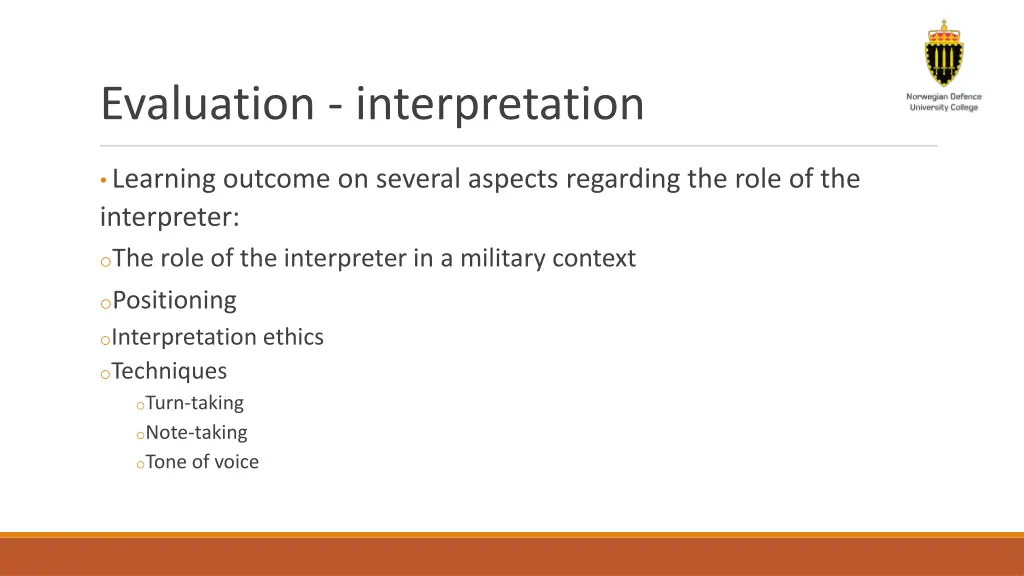 evaluation interpretation
