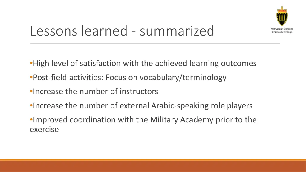 lessons learned summarized