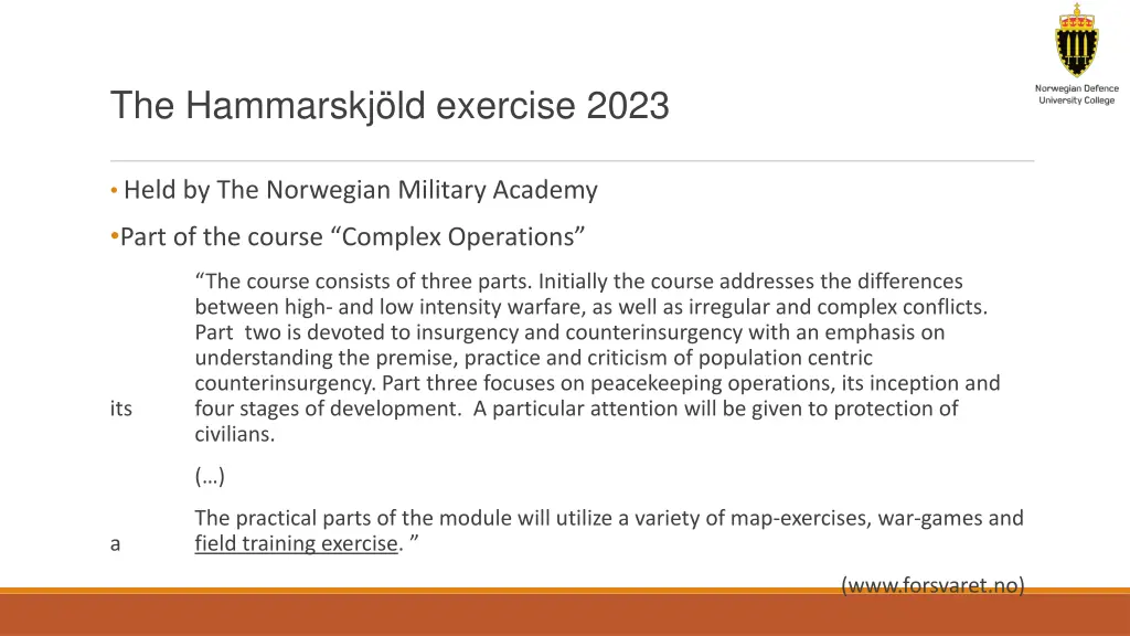the hammarskj ld exercise 2023