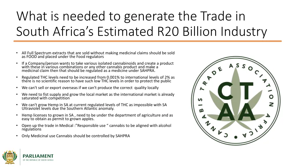 what is needed to generate the trade in south