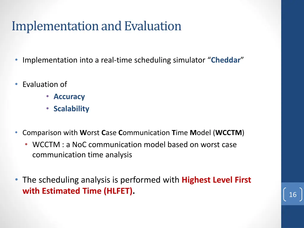 implementation and evaluation