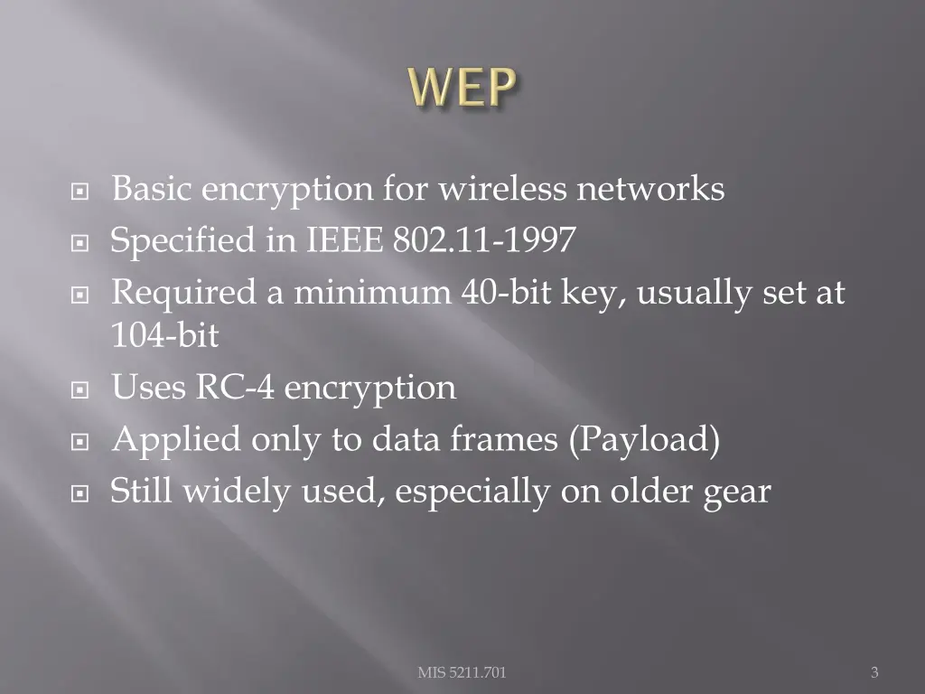 basic encryption for wireless networks specified