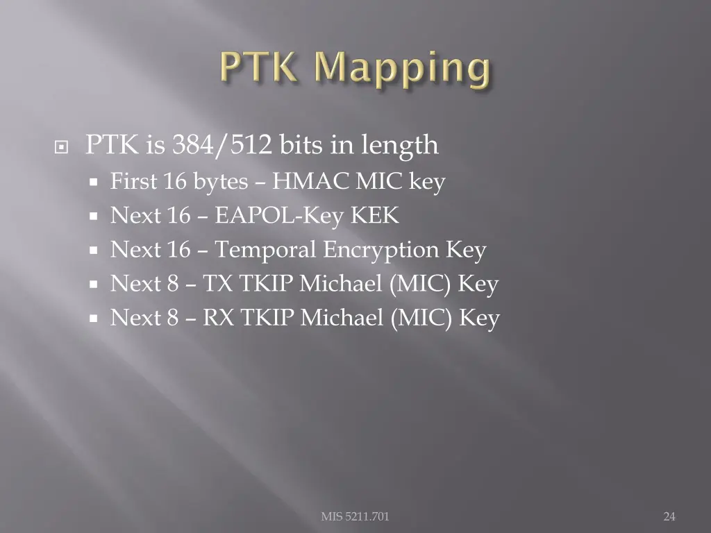 ptk is 384 512 bits in length first 16 bytes hmac