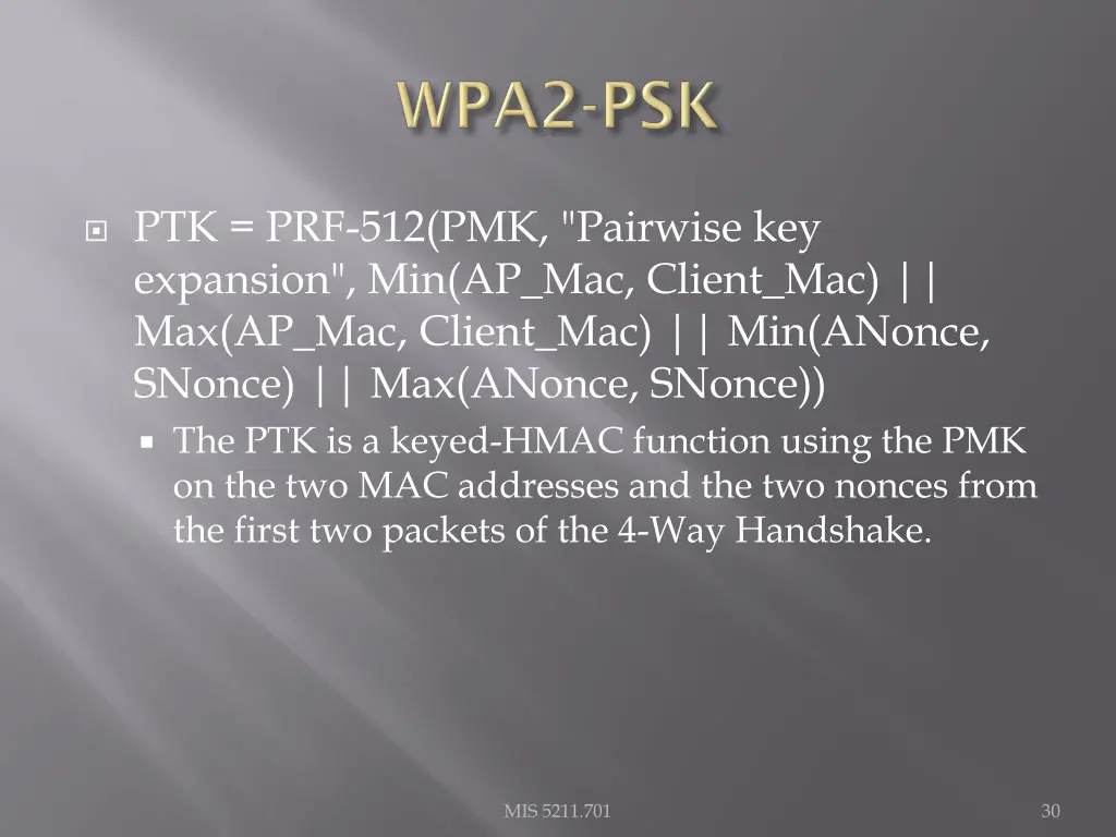 ptk prf 512 pmk pairwise key expansion