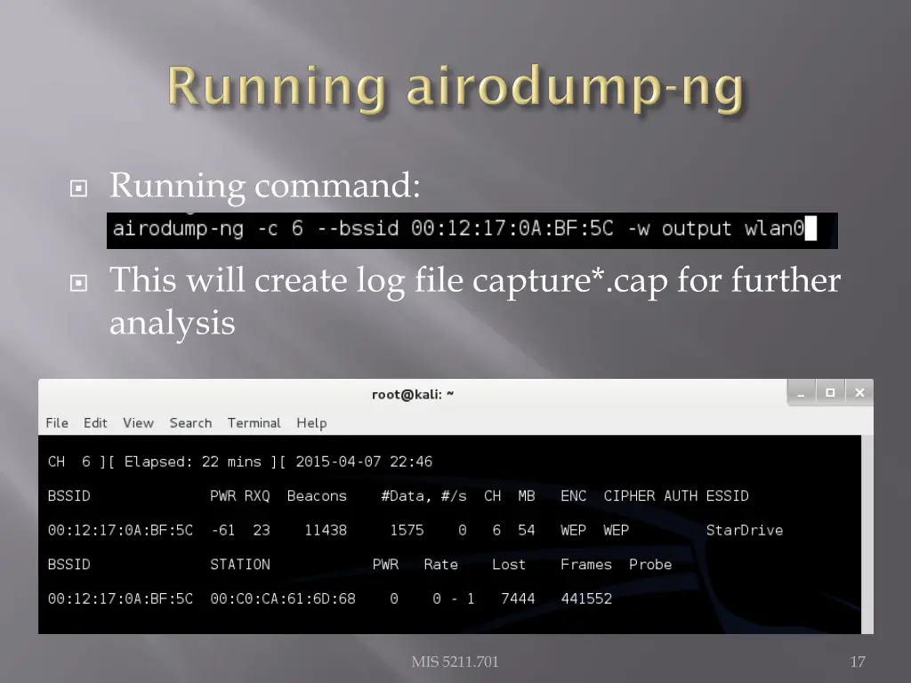 running command