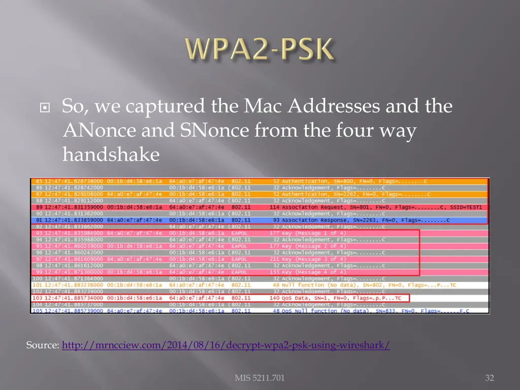 so we captured the mac addresses and the anonce