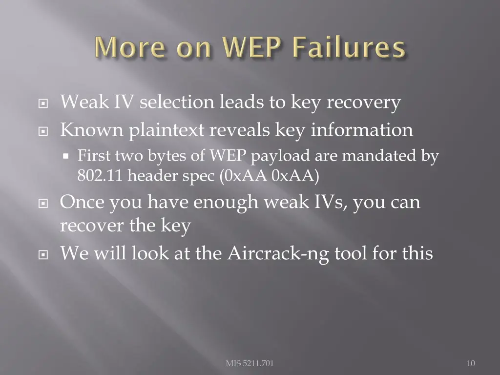 weak iv selection leads to key recovery known