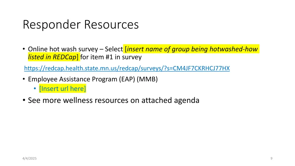 responder resources
