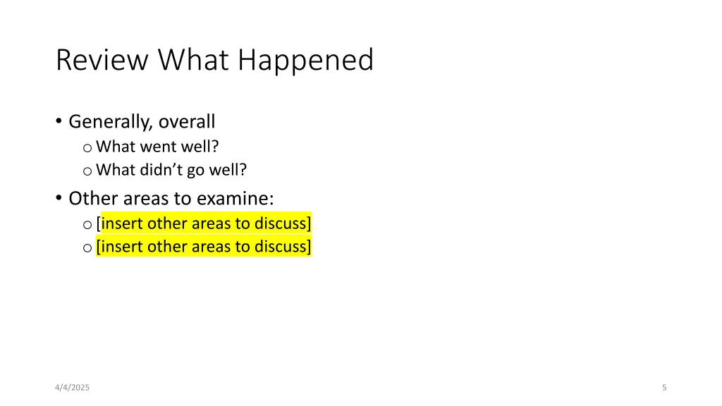review what happened