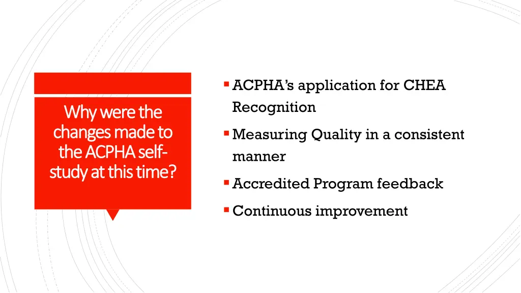 acpha s application for chea recognition