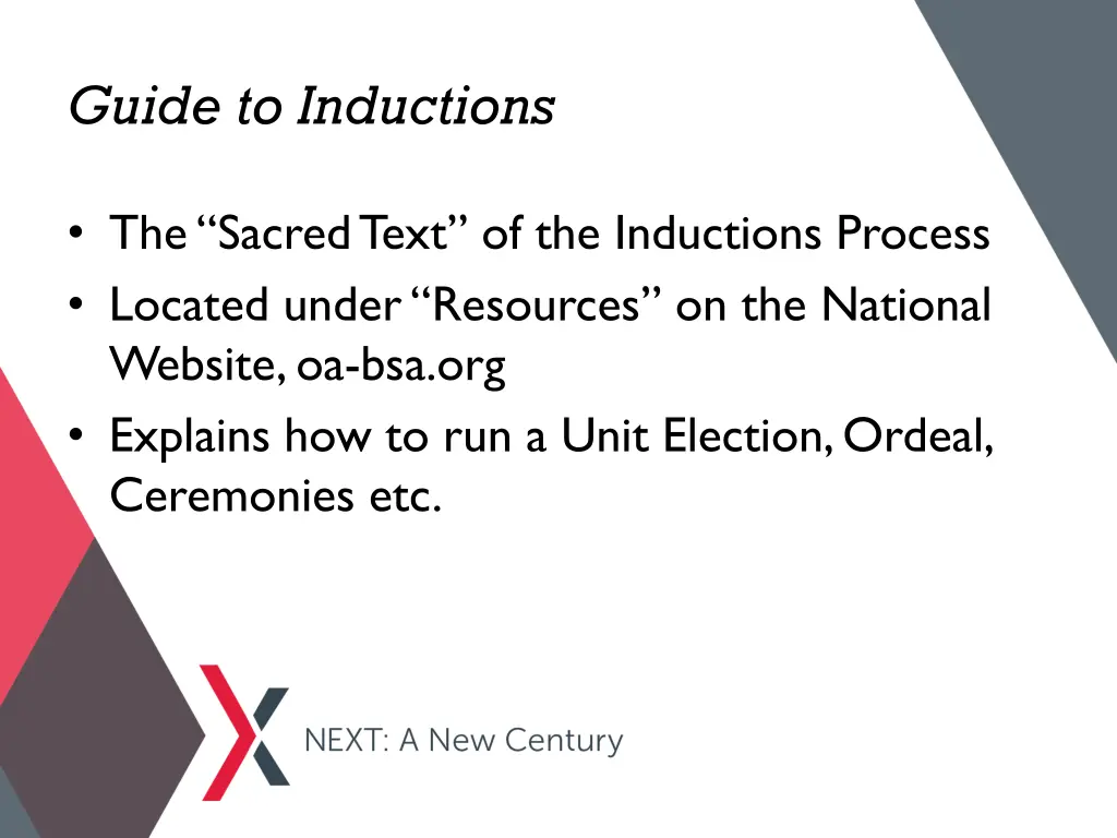 guide to inductions
