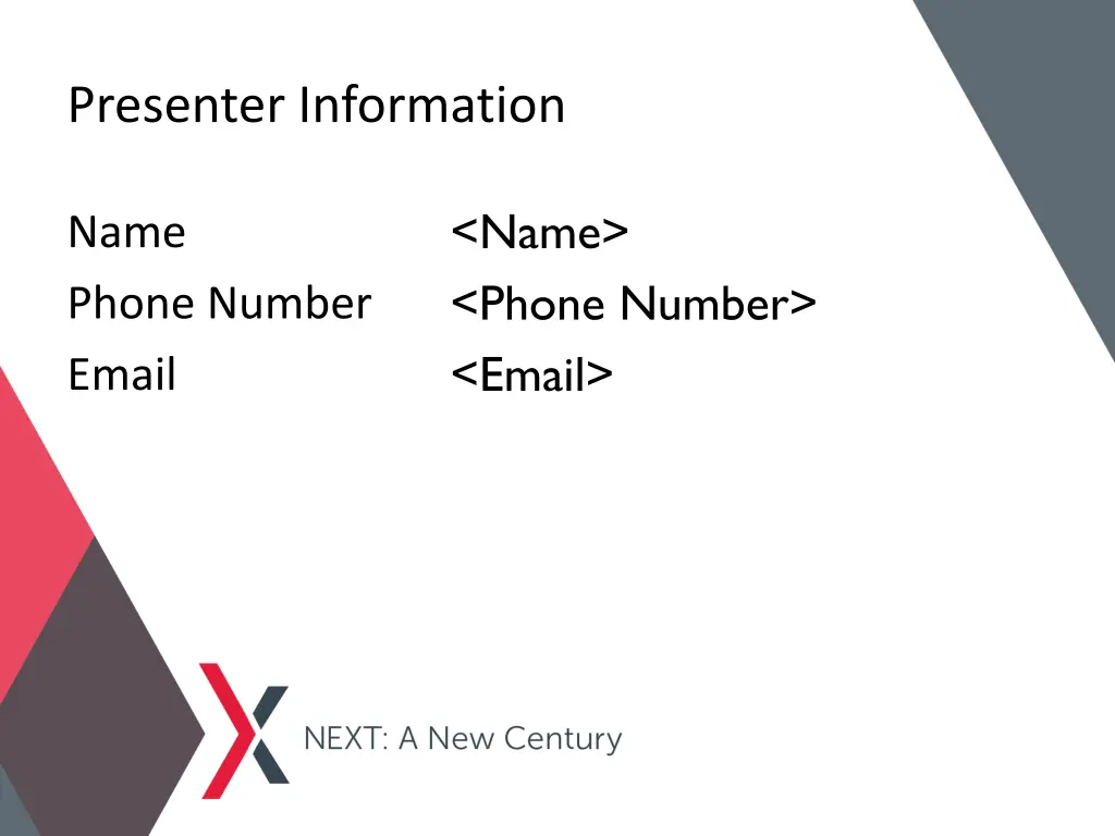 presenter information