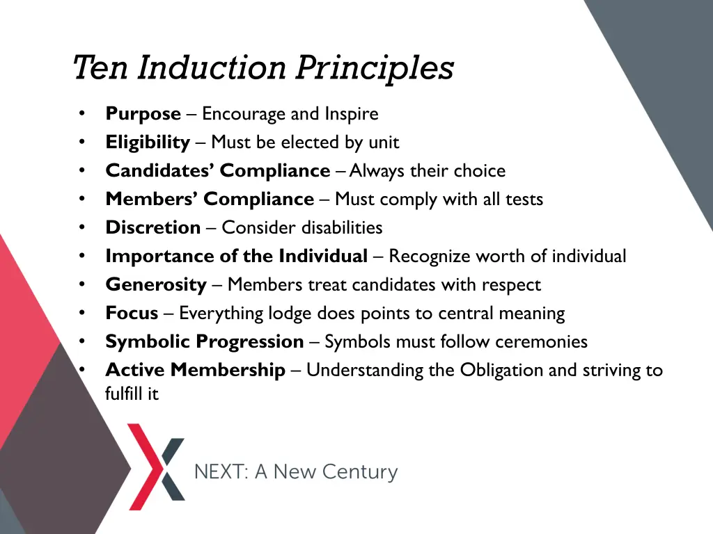 ten induction principles