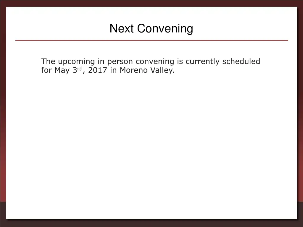 next convening