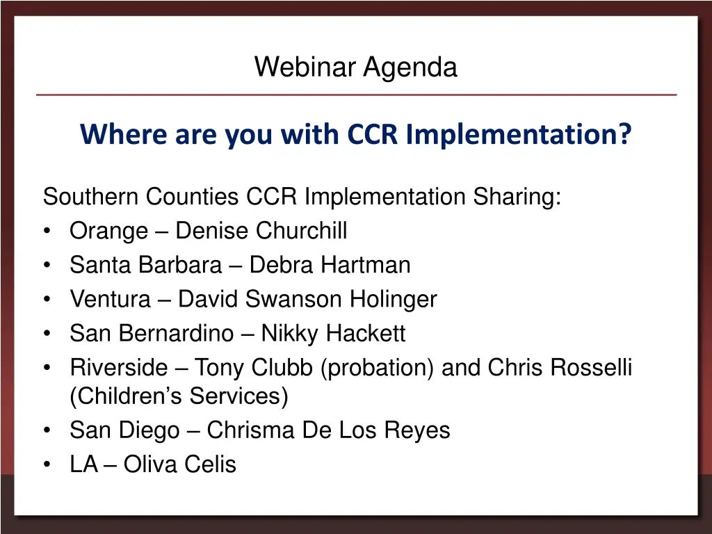 webinar agenda