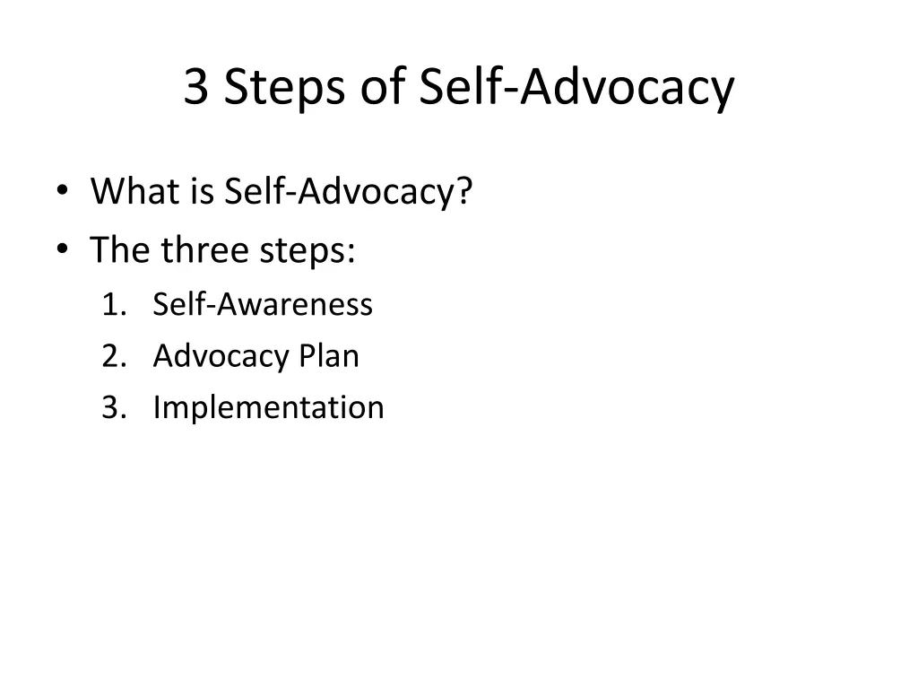 3 steps of self advocacy