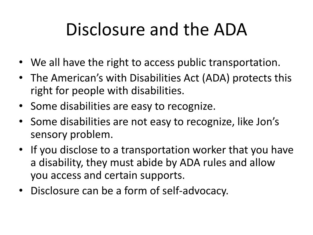 disclosure and the ada
