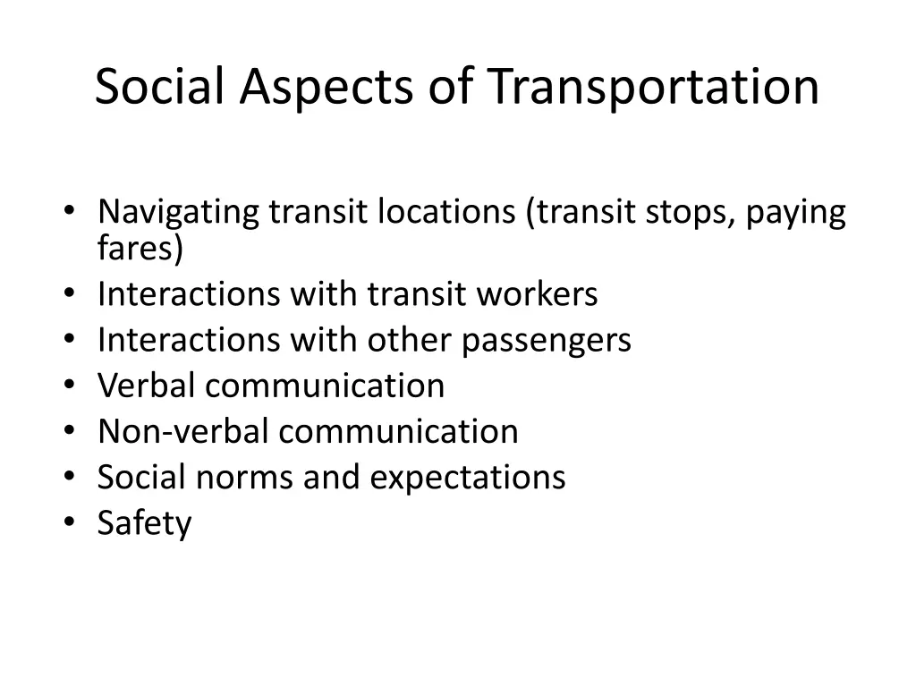 social aspects of transportation