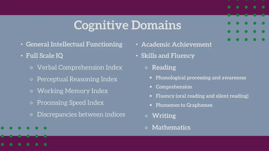 cognitive domains