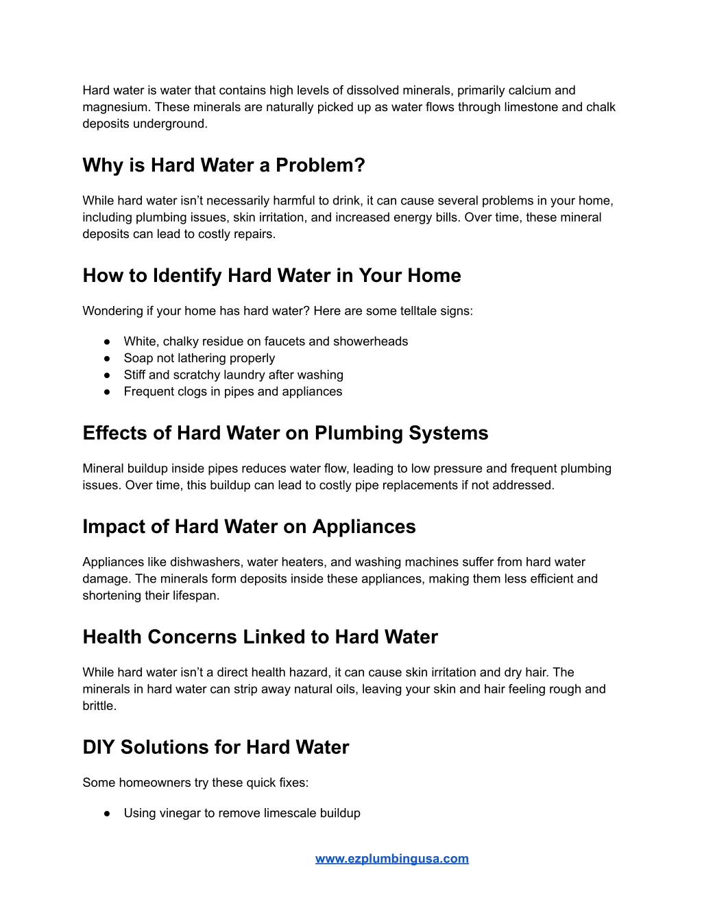 hard water is water that contains high levels