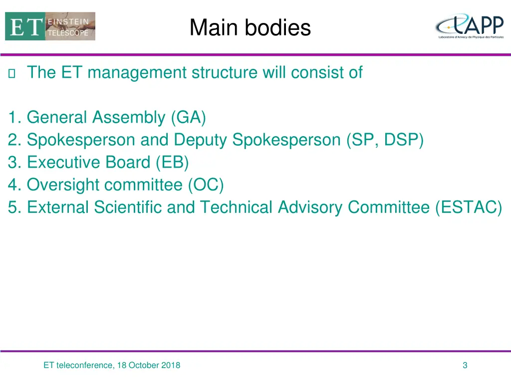 main bodies