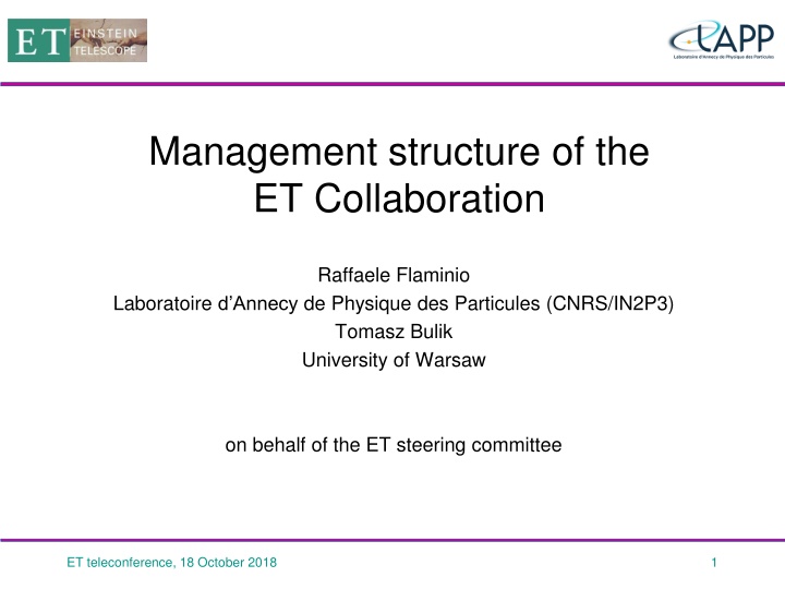 management structure of the et collaboration