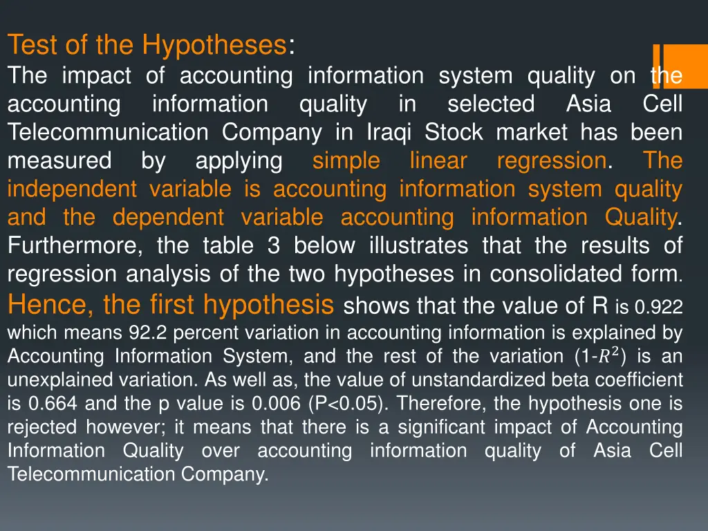 test of the hypotheses the impact of accounting