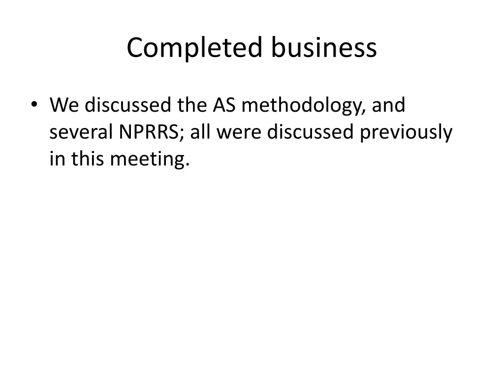 completed business