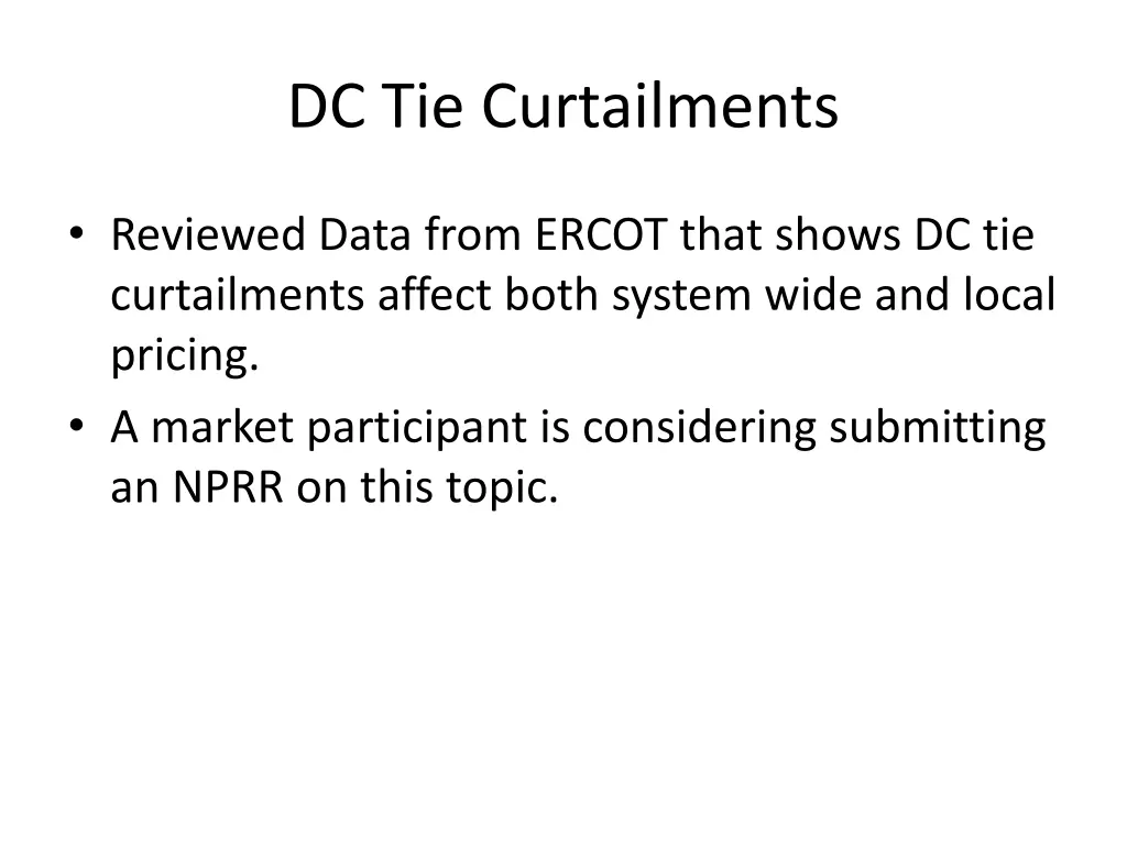 dc tie curtailments