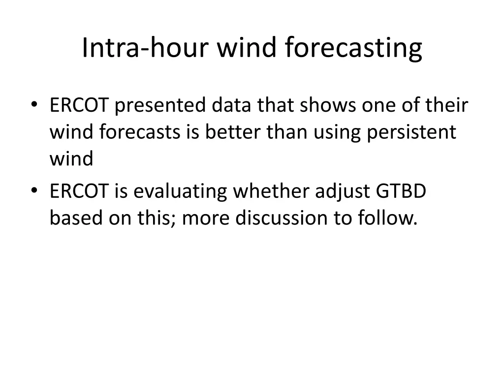 intra hour wind forecasting