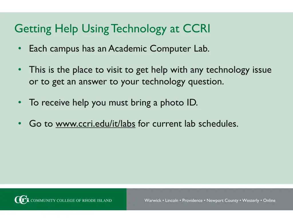 getting help using technology at ccri
