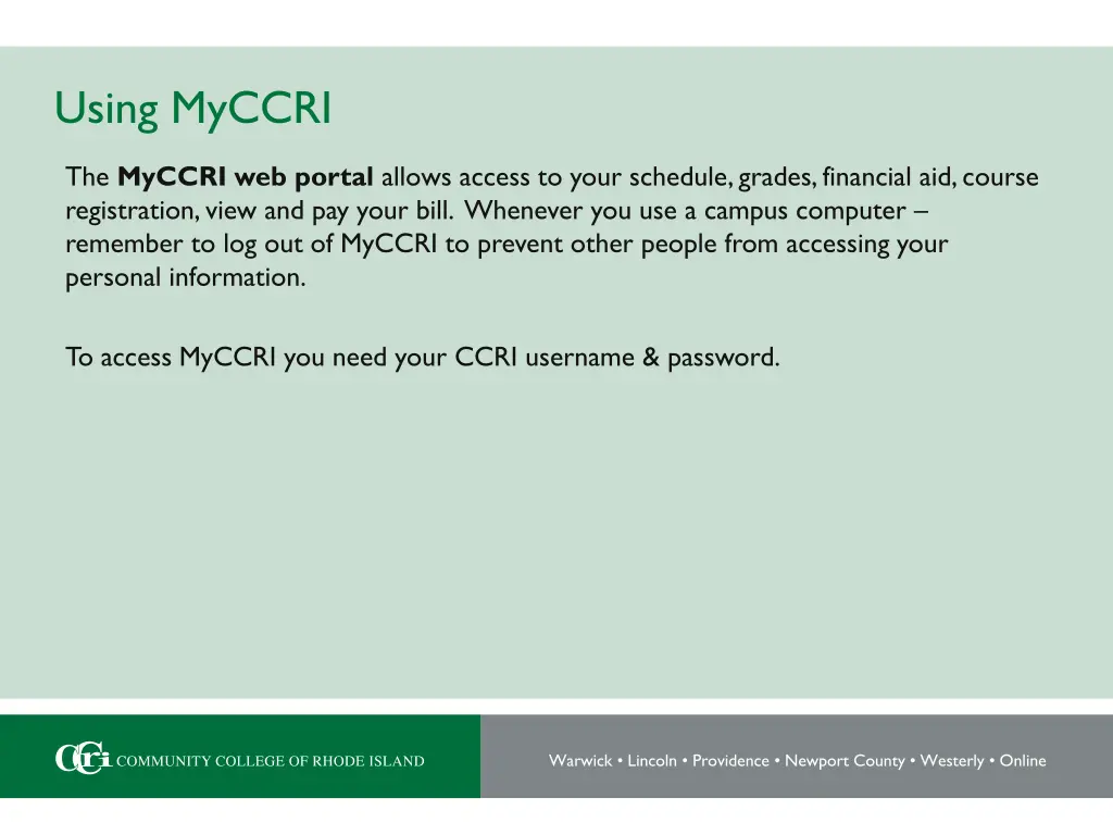 using myccri