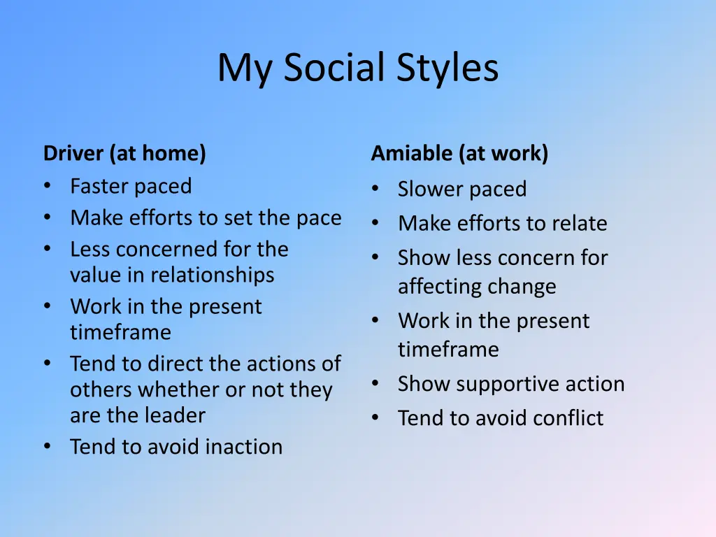 my social styles
