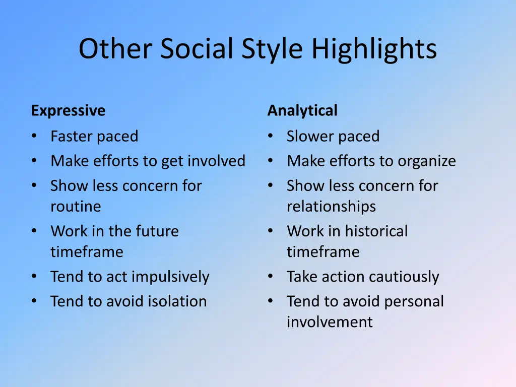other social style highlights