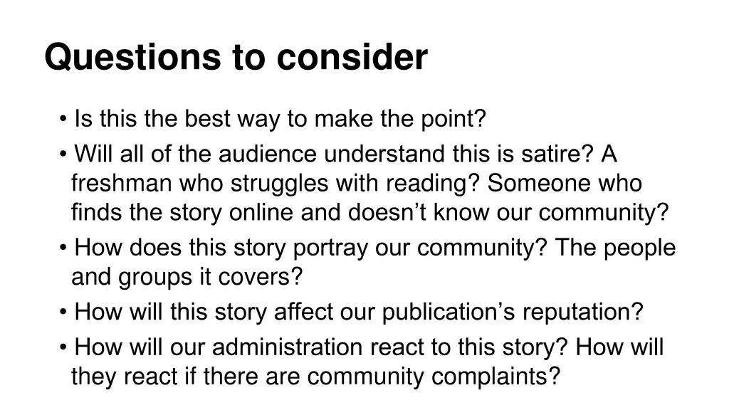 questions to consider