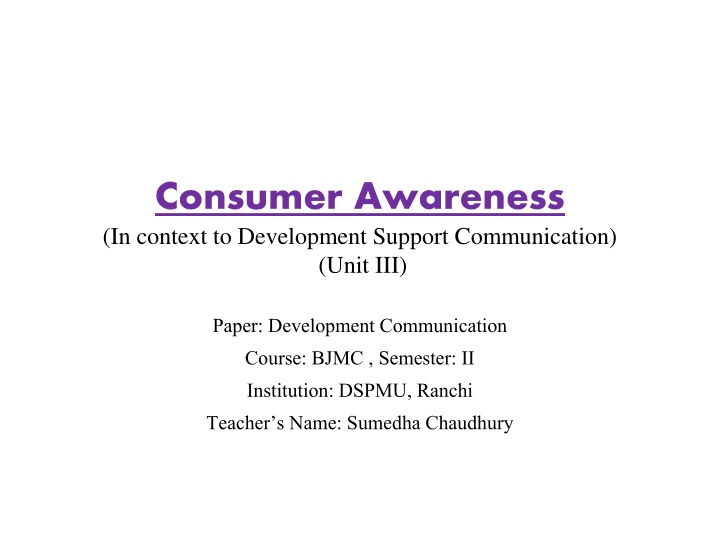 consumer awareness in context to development