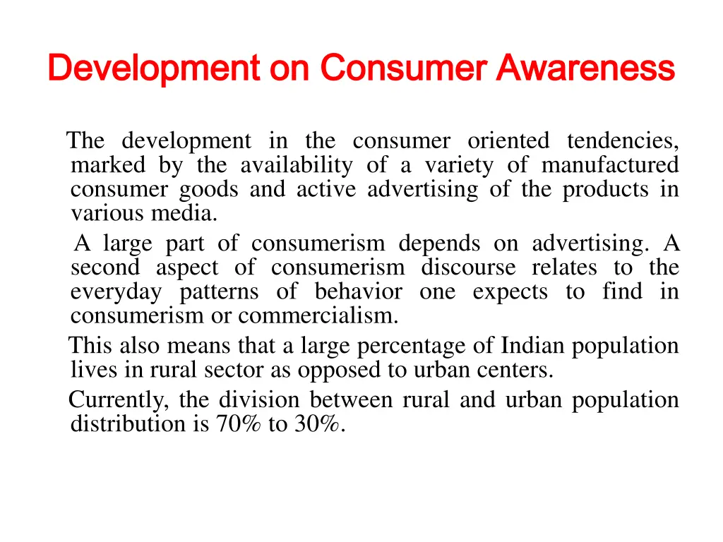 development on consumer awareness development
