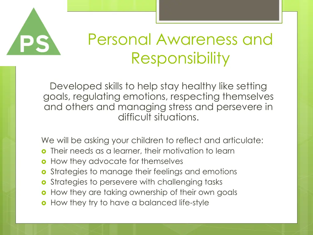 personal awareness and responsibility