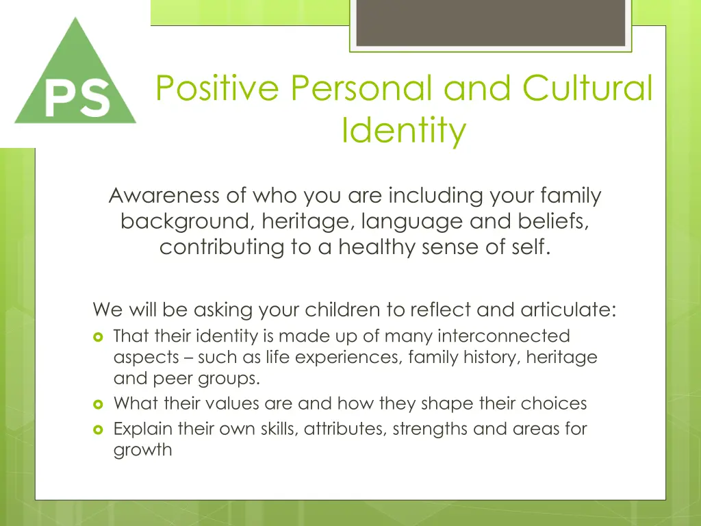 positive personal and cultural identity