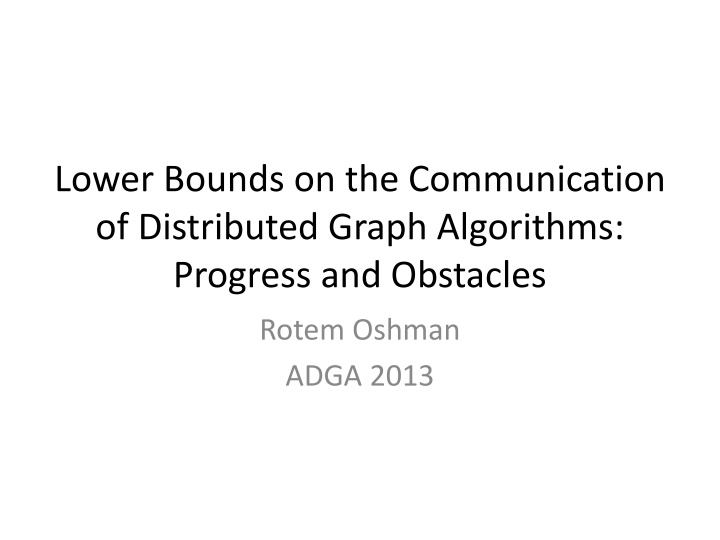 lower bounds on the communication of distributed