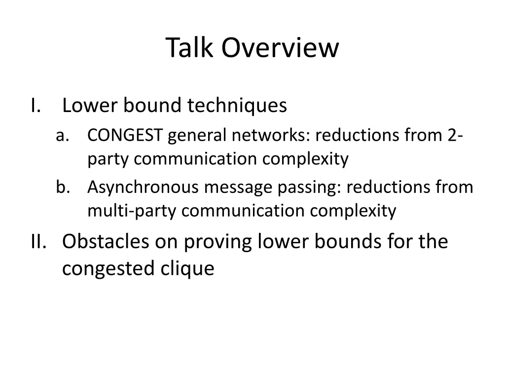 talk overview