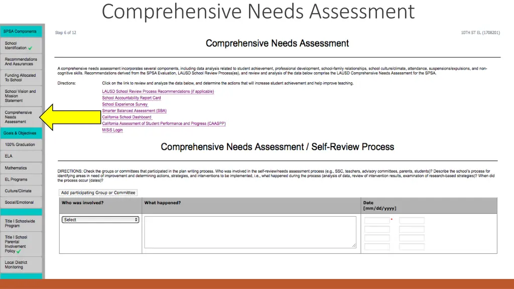comprehensive needs assessment